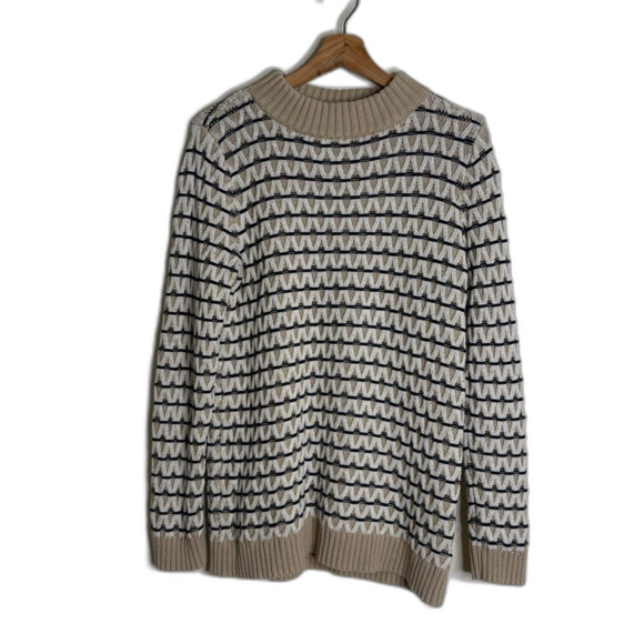 Talbots Textured Stripe Knit Mockneck Sweater Oyster Multi ladies medium - Picture 1 of 10